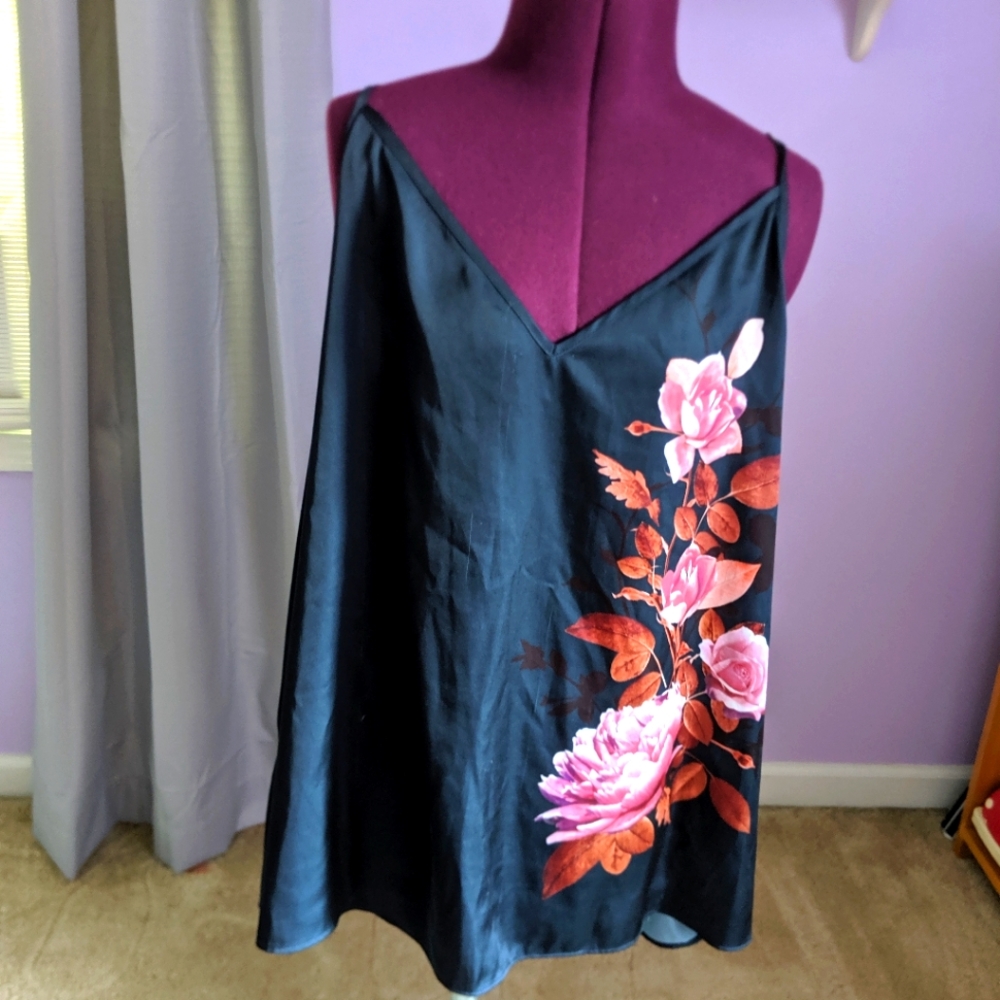 Navy Floral Soma Satin Tank L